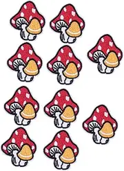 MOKKHNB 10Pcs Mushroom Design Lovely Applique Patches for DIY Clothing Decoration Bright Color Stickers for Apparel Repair and Personalization