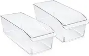 Smart Design Fridge Bin Clear Bin with Handle 15.28" x 5.91"