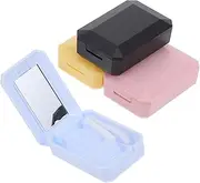[Yardenfun] 4pcs Portable Travel Lens Holder Kit with Built Mirror Stylish Case for Daily Use Includes Lens Remover Tool for Eye Health and Convenience