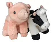 MINI MOO Cow & PERCY Pig Mini Flopsie 8" Stuffed Animal Plush by Aurora