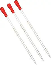 uxcell Graduated Dropper Pipettes Kit, 3 Pack 1ml Borosilicate Glass Pipette with Rubber Squeeze Bulb for Transfer Liquid for Lab, Chemistry, Clear