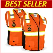 BIG KAHUNA High Visibility Safety Vest | 2 Pack Class 2 ANSI/OSHA | 2XL Orange