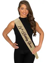 Gold Glitter 21st Birthday Queen Party Sash