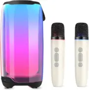 Portable Karaoke Machine with 2 Wireless Microphones Rechargeable Bluetooth