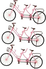 INOOMP Two-Seater Bicycle Tabletop Miniatures DIY Miniature Bike Decor Micro Bike Toy Finger Toy Bike Mini Racing Doll House Miniature Bike Mountain Bike Figurine Two Bike Pink Abs