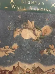 Debbie Mumm Lighted Tapestry Wall Hanging Christmas SNOW ANGEL VILLAGE