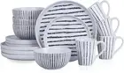 16-Piece Stone Lain Nova Modern Stoneware Dinnerware Set, Plates and Bowls Set,
