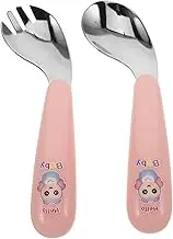 BATHVEVE Boys and Girls Fork Spoon Set 2pc Baby Utensils Curved Design Safe for Babies Toddlers Dinnerware