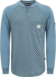 [BOCOMAL] FR Shirts for Men Flame Resistant Shirts NFPA2112/CAT2 7.1oz Men's Long Sleeve Fire Retardant Henley Shirts