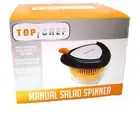 NIB TOP CHEF 3 Pc MANUAL SALAD SPINNER Black/Orange, Bowl and Colander