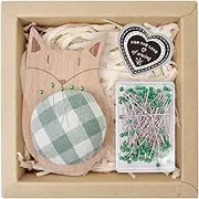 Sewing Needles - Needle Threader - Sewings Accessories with 100 Pins & Animal-Shaped Pincushion, Ideal Organizer Made of Beech for Beginners & Professionals, Perfect for The Sewing Room or Creative