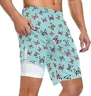 [ZZXXB] Cool French Bulldogs Athletic Shorts for Men with Pockets 2 in 1 Quick Dry Running Shorts S-3XL