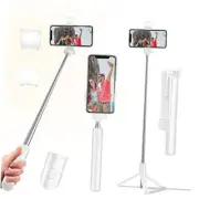 Selfie Stick Tripod, 40 in Retractable Phone Tripod with Wireless Remote White