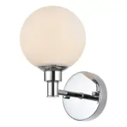 Living District Cordelia 1-Light Iron/Glass Bath Sconce in Chrome/Frosted White