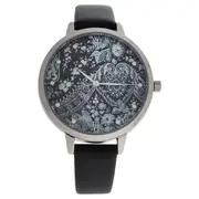 CRR001 La Romance - Silver/Black Leather Strap Watch by Charlotte Raffaelli for Women - 1 Pc Watch