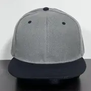 NEW! Blank Snapback Hat Cap Gray Black Mens Adjustable 100% Acrylic