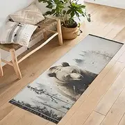 QGBYMX Washable Runner Rug Bear Forest Tree 2’ x 6’ Non Slip Kitchen Runner Rug for Hallways Entryway Patio Living Room Floor Carpet Runner- Soft Thin Mat for Family Pet