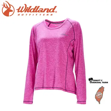 【wildland 荒野】女 圓領雙色抗UV長袖上衣『紫紅』0A71613(T恤 上衣 女版 長袖 排汗 休閒 戶外 登山)