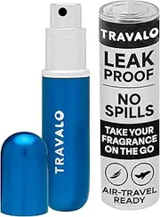 Travalo Classic HD Perfume Atomizer - Leak-Proof and TSA Approved for Air Travel - Reusable, Airtight, Easy-Fill Mini Pump Sprayer - Lightweight, Elegant Design w/ Volume Window - Blue - 0.17oz