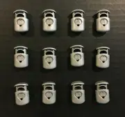 12 pcs Silver Double Cord Lock Plastic Spring Lock Toggle Stop Made in USA