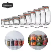 Glass Storage Jar Airtight Container Clip Lid Preserving Jar w/ Labels 70-3000ml