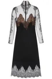 [VALENTINO GARAVANI] VALENTINO GARAVANI silk and lace dress 40 Black