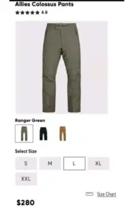 Outdoor Research PRO Allies Tactical Colossus Pant Ranger Green Large New