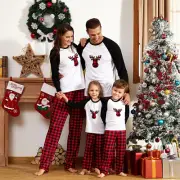 Family Christmas Pajamas Set Adult Kids Deer Printed Xmas Pyjamas Nightwear