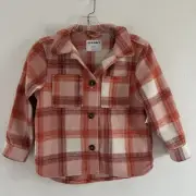 Old Navy Girls Plaid Soft-Brushed Utility Shacket Plaid Size S (6-7) NWT