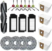 Replacement Accessories Kit For Ecovacs Deebot X1 TURBO/OMNI Robot Vacuum Cleaner Parts, 1 Main Brush, 6 Side Brush, 3 Hepa Filter, 4 Mop Cloth, 4 Dust Bag