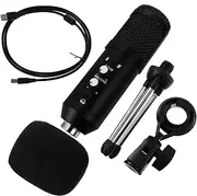 Kisangel Condenser Microphone with Stand Cardioid USB Mic for Streaming Recording and Conferences Sound for PC Laptop and Desktop Use