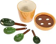 TIDTALEO Ceramic Cactus Design Measuring Spoon Set 5pc Baking Utensils Kit Holder