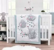 Disney Dumbo Elephant 3 Piece Baby Cot Quilt Set Bed Sheet Pastel Pink Blue