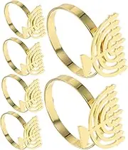 SECFOU 6pcs Hanukkah Menorah Metal Napkin Decorative Buckles for Table Settings Elegant Serviette Holders for Jewish Celebrations for Family Gatherings and Festive Dinners