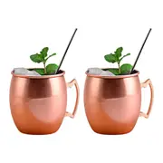 2Pcs Stainless Steel Moscow Mule Mugs 550ml Copper Plated Cups-Glossy