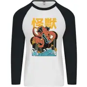 Kaiju Dragon King Ghidorah Japanese Monster Mens L/S Baseball T-Shirt