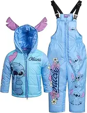 [Disney] Girls Snowsuit Set - Minnie Mouse, Lilo & Stich 2 Piece Ski Jacket and Snow Bib Pants for Toddlers/Little Girls (2T-7)