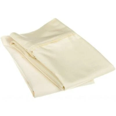 Egyptian Cotton 1200 Thread Count Solid Pillowcase Set King-Ivory