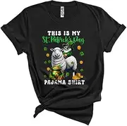 [Generic] This is My St. Patrick's Day Pajama Shirt, Lovely Gnome Riding Sheep, Gnomies Shamrocks Unisex T-Shirt