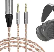 Geekria Apollo 4Pin XLR to Dual 3.5mm Silver-Plated Upgrade Audio Cable Compatible with HIFIMAN SUNDARA HE1000se, Denon AH-D9200 AH-D7200 AH-D5200 AH-D600 Headphones (4.9ft/1.5m)