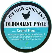 Kissing Chickens Bicarb-free Deodorant Paste - Certified Vegan, Organic Ingredients, Plastic Free, developed in the heat & humidity of North Qld – one application lasts all day – 35g… (Scent Free)