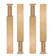 Bamboo Adjustable Drawer Dividers Organizer With Spring 4pk 17.3"