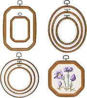 Ihvewuo 9Pcs Large Embroidery Hoop Frame Set - Round, Oval, Octagonal - ABS, Rubber - Brass, Black - Embroidery Hoops - Craft Hoop Frame