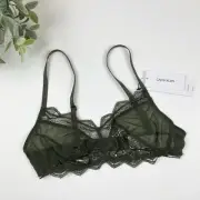 Calvin Klein Women’s Unlined Bralette Green Style QF5471 Size Medium