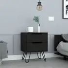 Black 2 Drawer Nightstand - Modern Bedside Table
