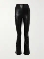 [Commando] Commando - Faux Stretch-leather Flared Pants - Black - x small x small Black