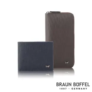 【BRAUN BUFFEL 德國小金牛】台灣總代理 戰神 8卡中間翻零錢袋短夾-黑色(BF378-318-BK)