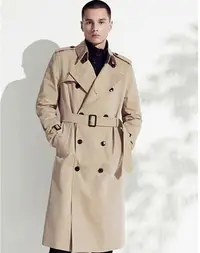 在飛比找Yahoo!奇摩拍賣優惠-長夾克男生 長版大衣外套 雙排釦外套 男立領外套 開襟外套 