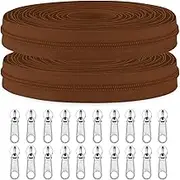 Sawoake 10 Yards Bulk Zipper, (#5) Zippers for Sewing, Tan Nylon Coil Zipper by The Yards, Replacement Sewing Zipper with 20PCS Zipper Sliders for DIY Sewing Craft Bags(#5 Tan)