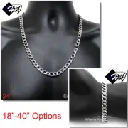 18-40"MEN Stainless Steel 8.5x2mm Silver Cuban Curb Chain Necklace Bracelet SET